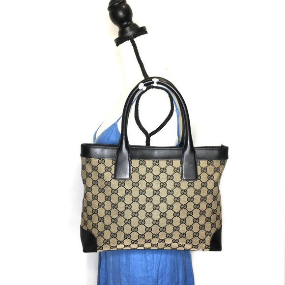 Authentic Gucci black grey monogram canvas tote bag - Picture 3 of 16